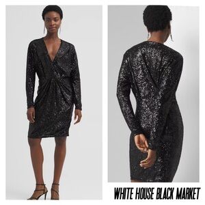 New White House Black Market Elegant Black Sequin Dress